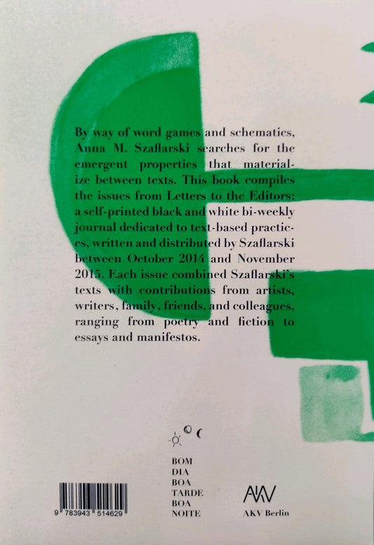 Letters to the Editors - Anna M. Szaflarski (Bom Dia Books, AKV Berlin)