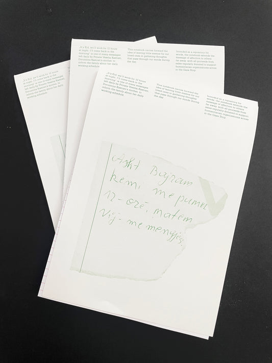 “It’s Eid, we’ll work for 12 hours at night. I’ll come back in the morning” - Doruntina Kastrati (Zitto Editions), notebook